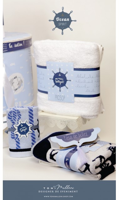 Trusou de botez brodat cu elemente nautice, navy, Ocean 11